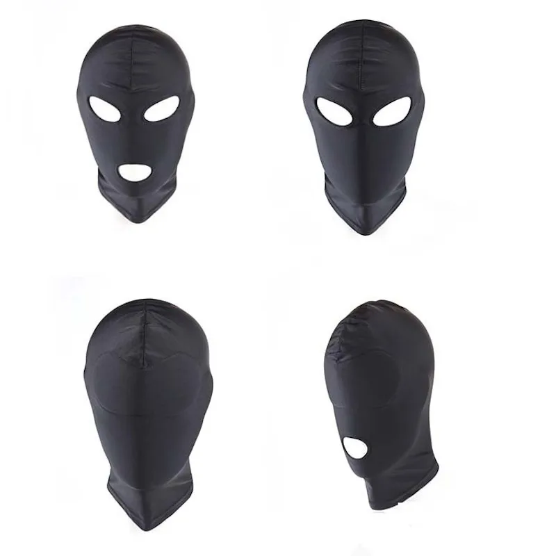 3 Hole Mask Hood Sexy Toys Open Mouth Eye Bondage Party Mask Cosplay Slave Punish Full Face Headgear Adult Game BDSM Bondage Set