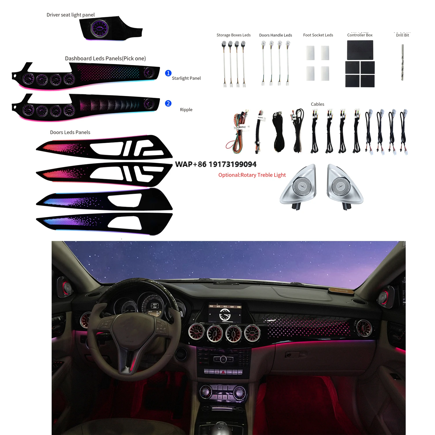 

LED Interior Ambient Light Kit Four Door Phantom Trim Panel for CLS W218 12-17 29 Lights