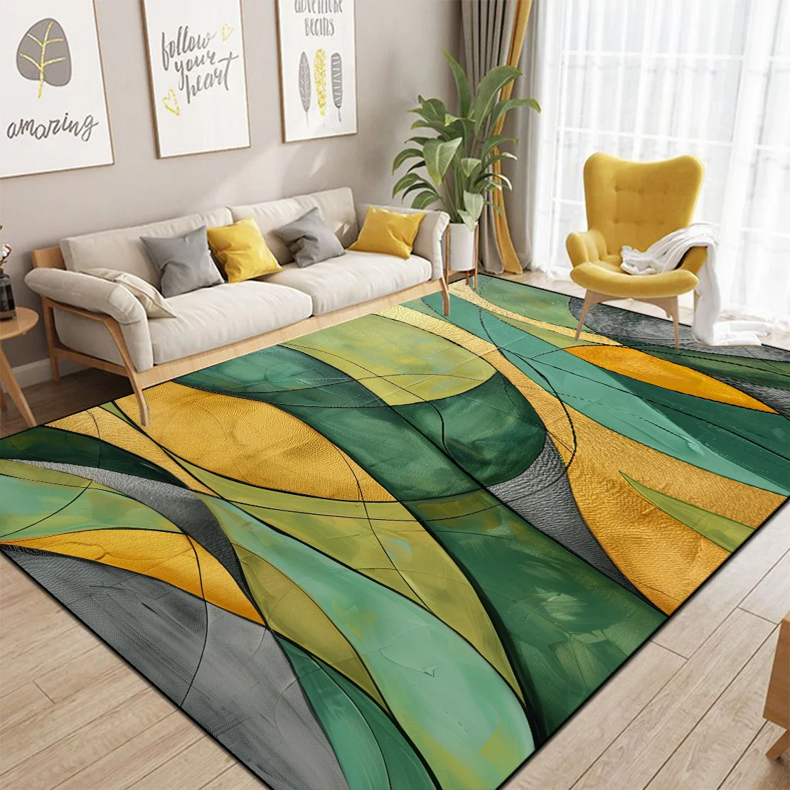 Abstract Style Living Room Carpet Nordic Decor Sofa Ins Color Rugs for Bedroom Bedside Big Size Modern Decoration Home Floor Mat