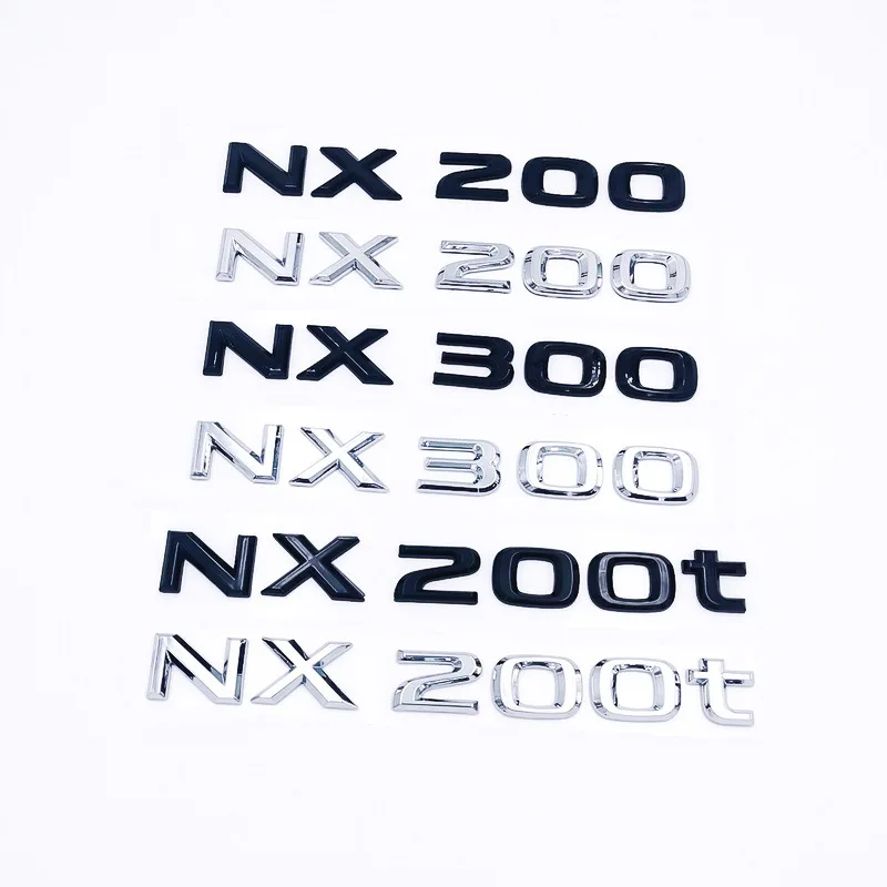 Car ABS Trunk Letters Logo Badge Emblem Decals Styling Sticker For Lexus NX NX200t NX250 NX300 NX300h NX350 NX350h Accessories