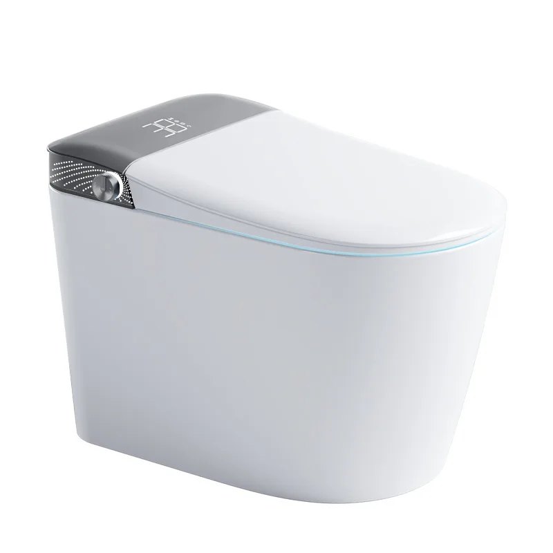 Smart toilet with water tank instant dual waterway built-in foam shield siphon automatic flip toilet water saving