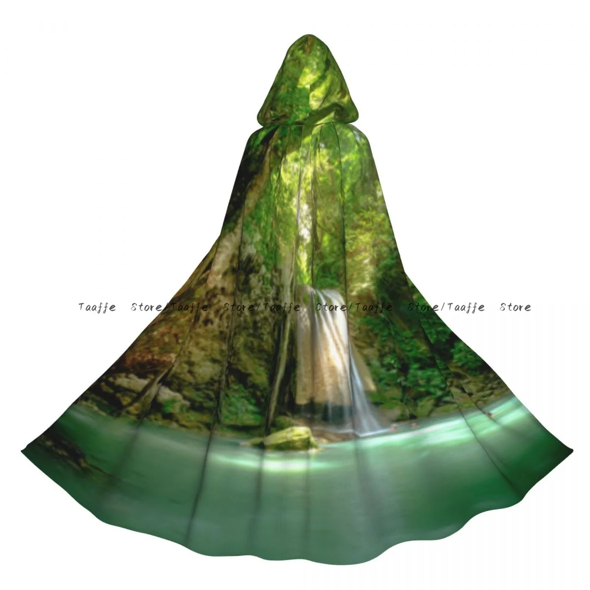 

Плащ унисекс на Хэллоуин, удивительный глубокий лесной водопад в эпованном национальном парке, накидка с капюшоном, средневековый костюм ведьмы, Викки, вампира