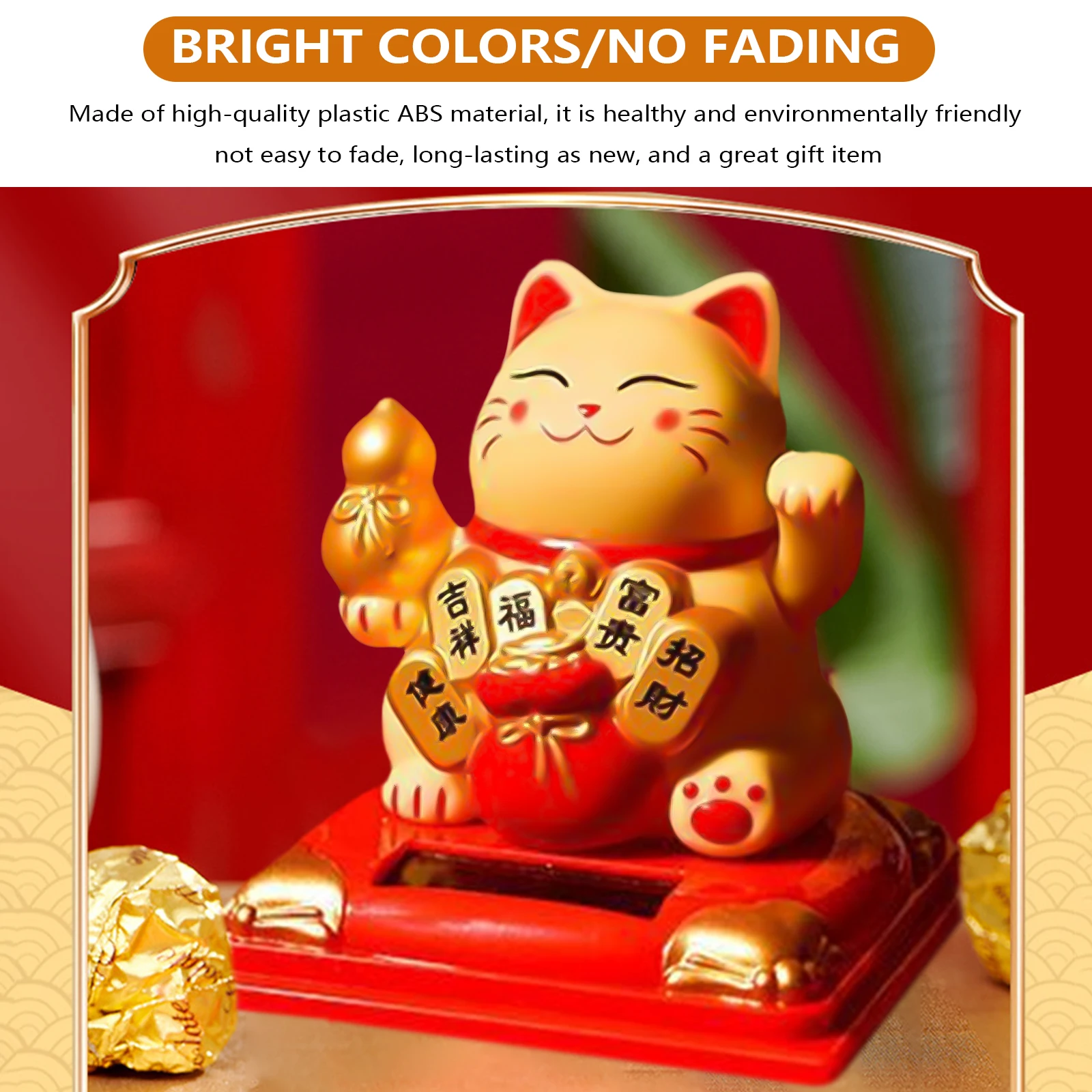 Energia solare sventolando gatto fortunato ornamenti figurine sventolando mano zampa porta fortuna Maneki Neko negozio artigianato arredamento