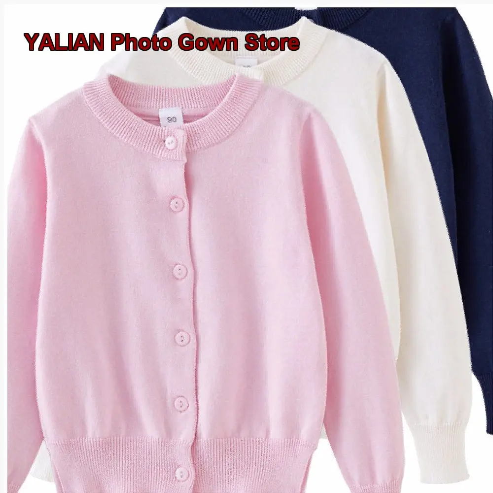 Parent-Child Cardigan Kids Spring Autumn Pure Cotton Round Neck Knit Top Toddler Girls