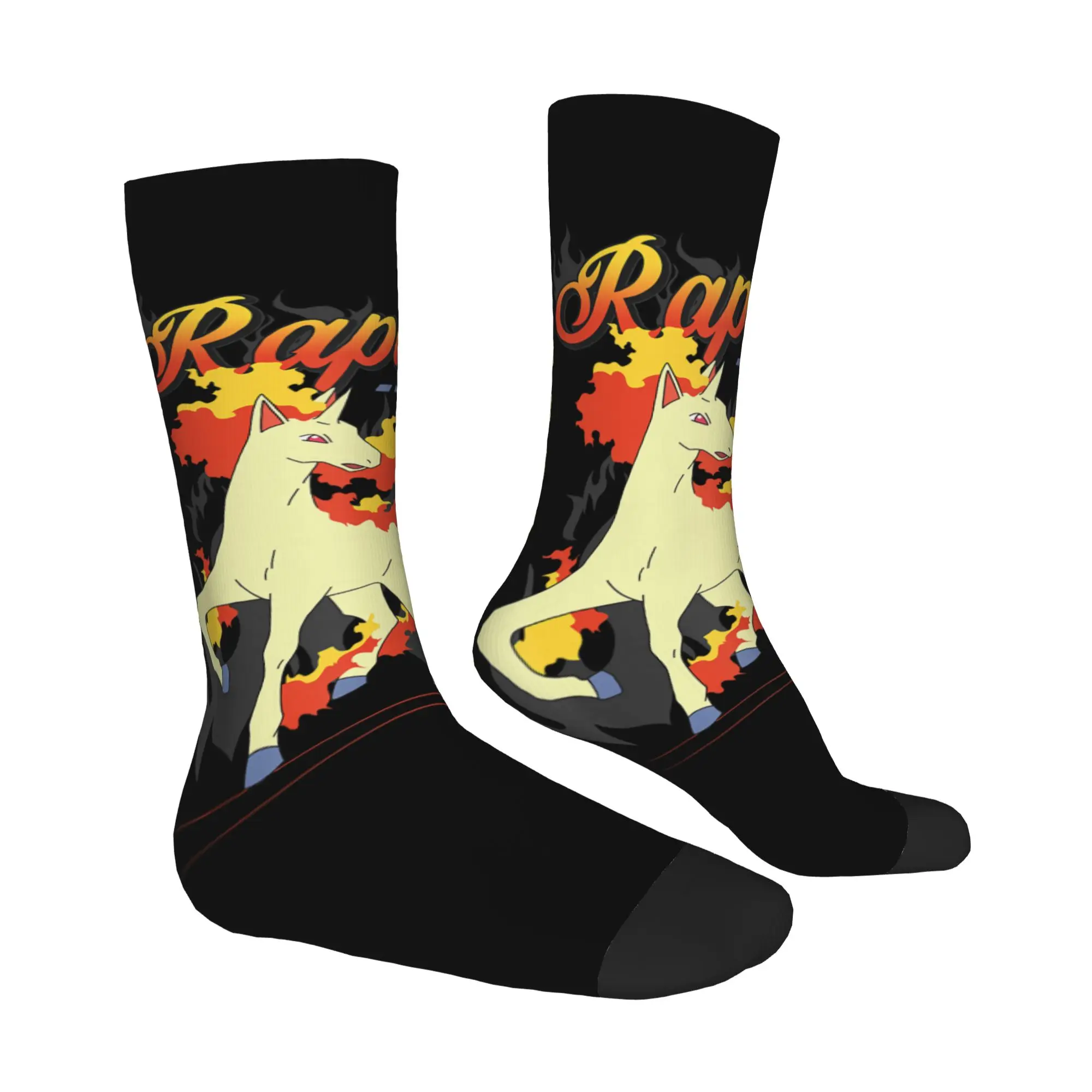 sports socks Pokemon Rapidash Pokedex Entry Cool Pose Retro  Hip Hop Novelty Seamless Crew Crazy Sock view 3