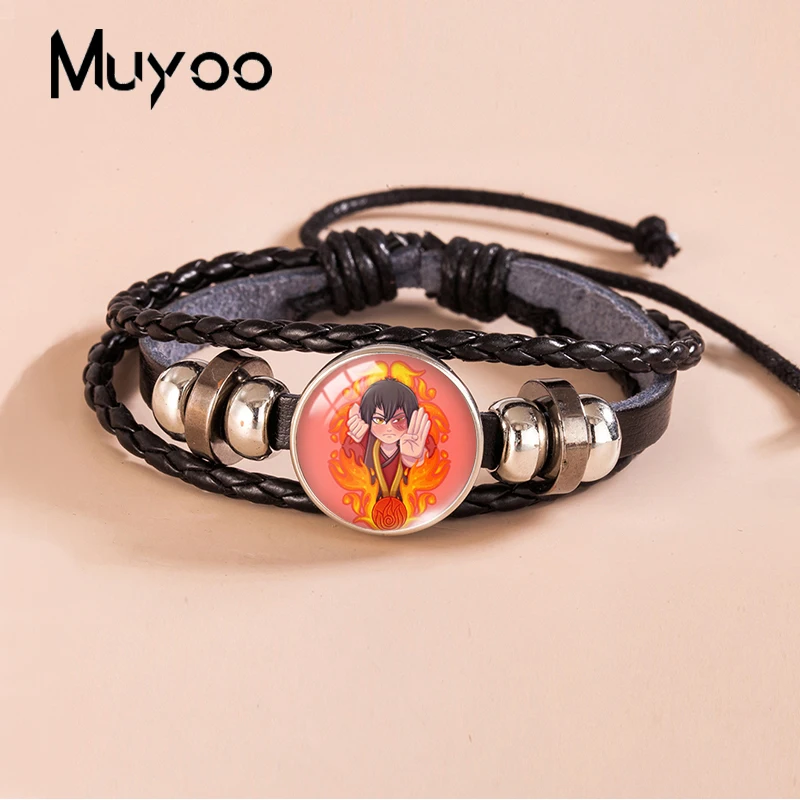 2023 New Avatar The Last Airbender Leather Bracelet Art Snap Button Bracelets Glass Dome Photo Bangles For Men