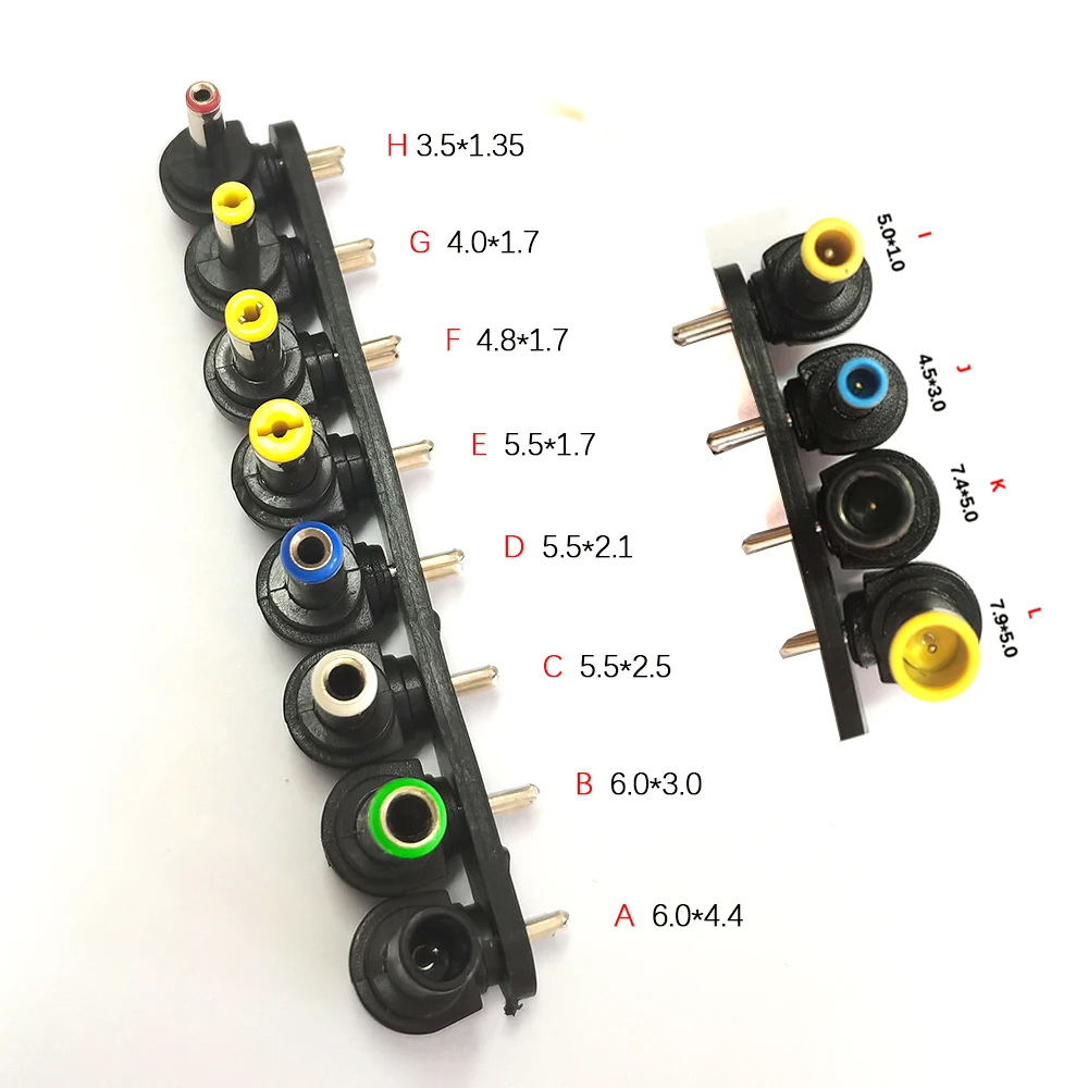 1PC DC Power Jack Adapter Converter Plug 8 7.9 7.4 6 5.5 5 4.8 4.5 4 3.5 4.4 2.5 2.1 1.7 1.35 1 mm 2 Pin For HP Dell IBM DC Plug