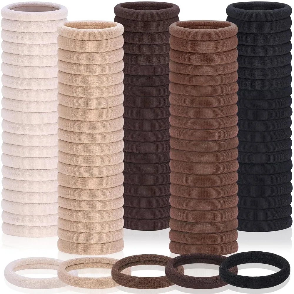 150 Pcs Seamless Elastic Hair Ties for Women and Girls No Damage Hair Bands for Thin Thick Hair Ponytail Holders Soft Stretchable Ties in 5 Neutral Colors