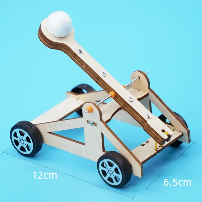 DIY Wooden Catapult Model Kit for Children - Educational Science Trebuchet Assembly Building Blocks Toy Interactive game