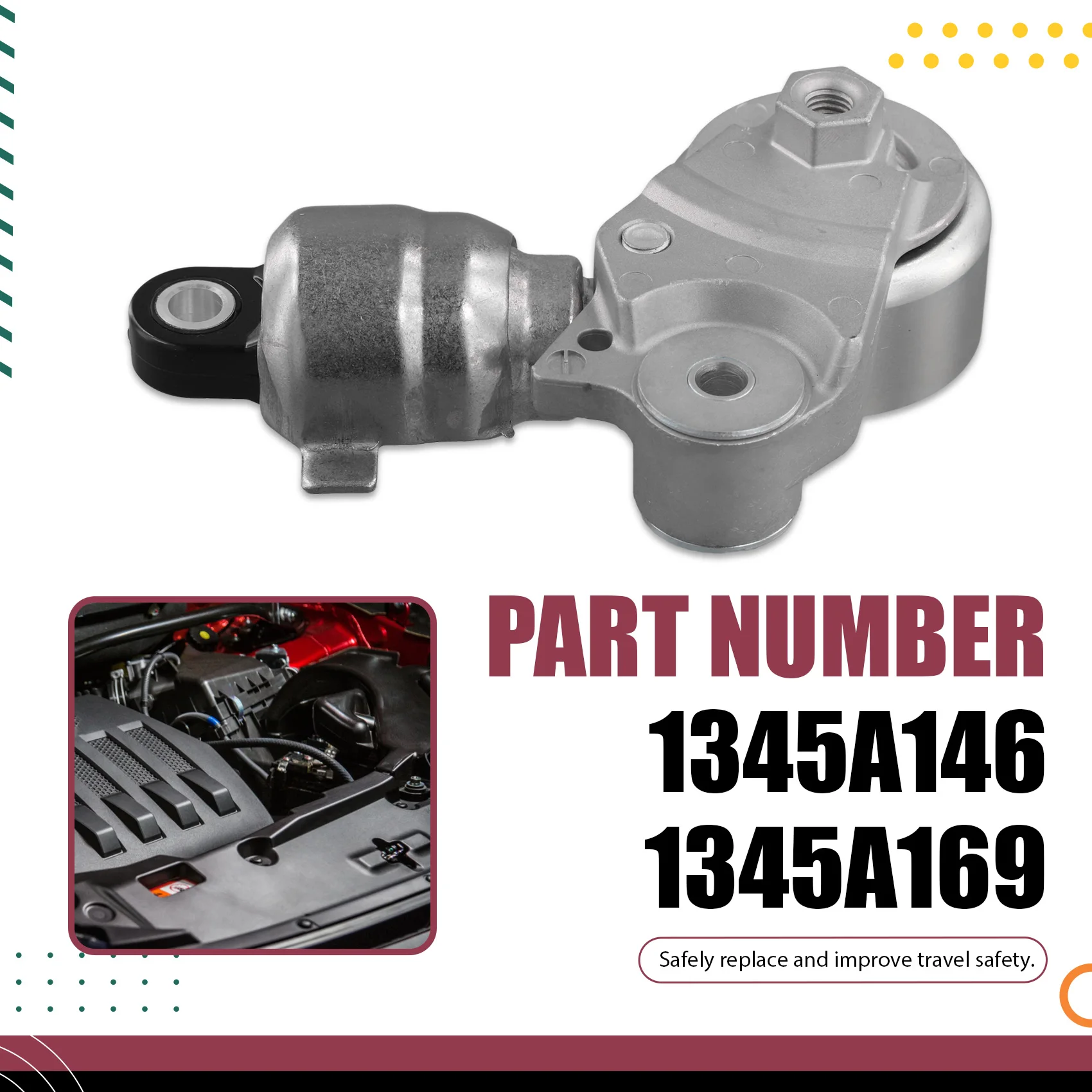 

Car Traction Belt Pulley Tensioner 1345A146 1345A169 For Mitsubishi Eclipse Cross 2018-2023 Auto Replacement Part