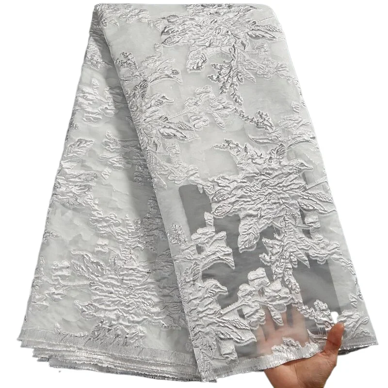 African Jacquard French Gilded Lace Nigerian Brocade Lace Fabric Evening Party Dresses High Quality For Women Sewing2.5yards2579