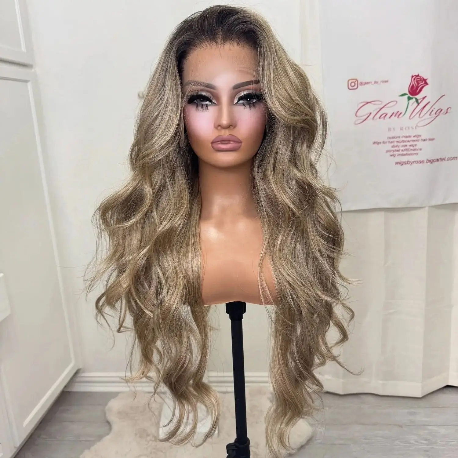 Disfraz de línea de cabello Natural para mujer, peluca marrón caramelo ombré de parte media, peluca sintética de fibra resistente al calor, peluca para fiesta de Cosplay diaria