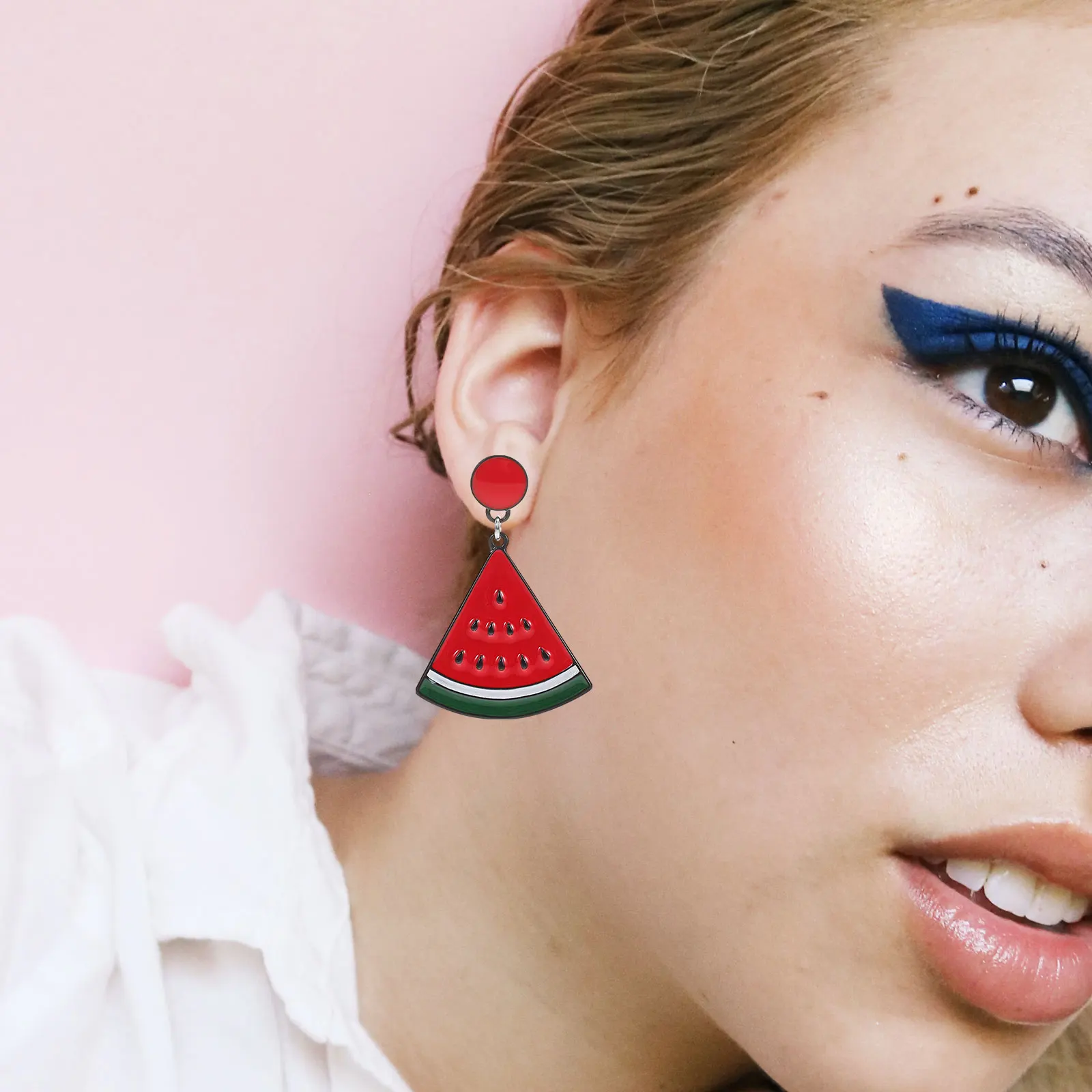 

Watermelon Earrings Fruit Accessories Lightweight Zinc Alloy Party Daily Jewelry Cartoon Food Pendant