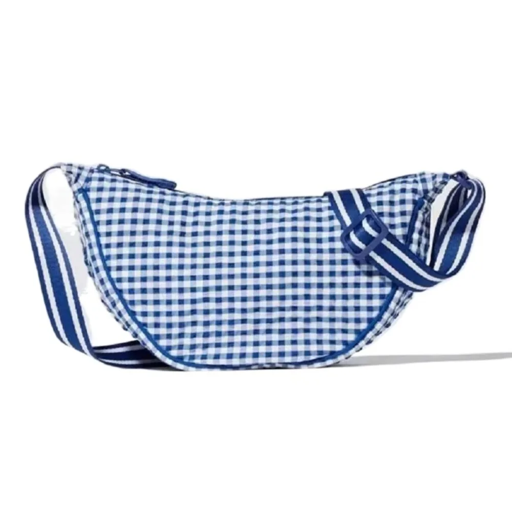 

Simple Canvas Plaid Shoulder Bag Versatile Adjustable Strap Nylon Crossbody Bag Handbag Underarm Bag Dumpling Bag Travel