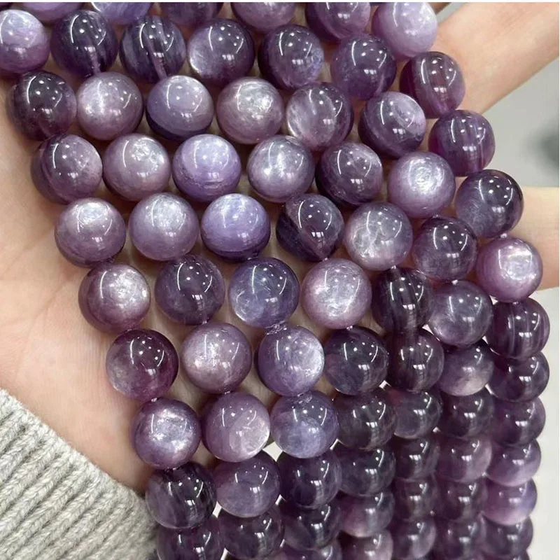 

7A loose beads Lepidolite round 10/12mm for DIY jewelry making 38cm FPPJ wholesale beads nature gem stone