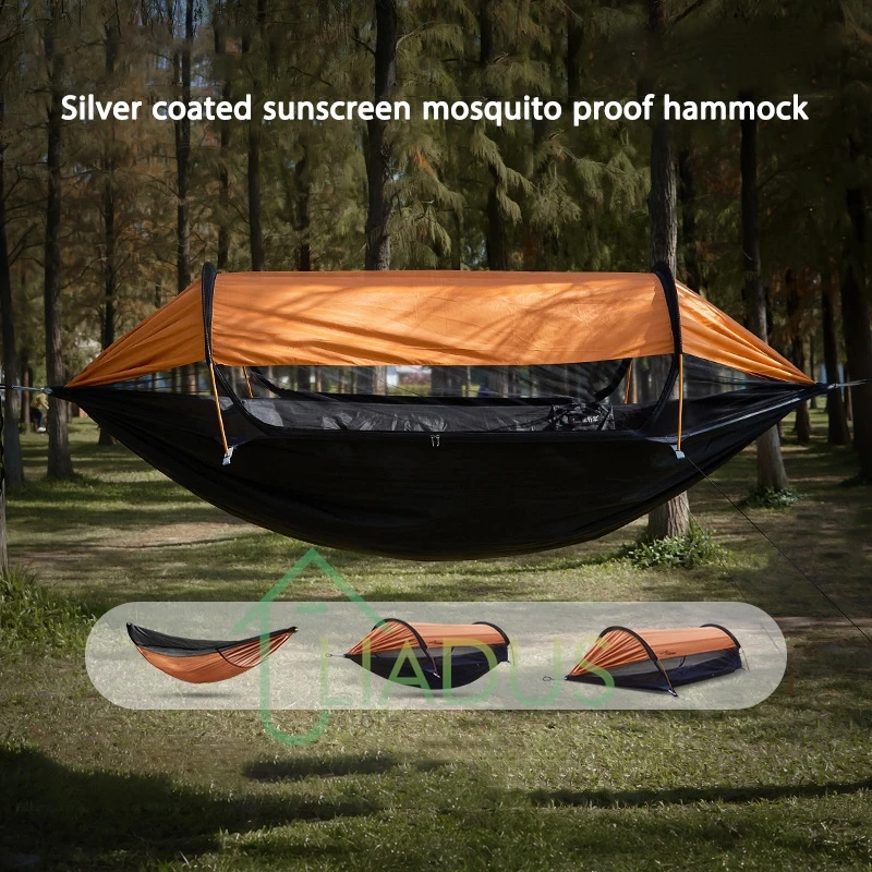 Outdoor Travel Camping Anti-rollover Sunshade Insect-proof Double Hammock High-strength Parachute Nylon material Hanging Hammock