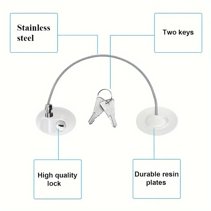 1/2 قطعة قفل ثلاجة من الفولاذ المقاوم للصدأ لاصق قوي للمراهقين مع مفتاحين مناسبة لأقفال الخزانة وأقفال الأدراج #4