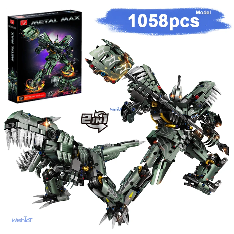 2-in-1 Transformable Mecha Model 1058PCS Building Blocks Set Small Particle Assembly Kit for Creative STEM Toy For Children Gift