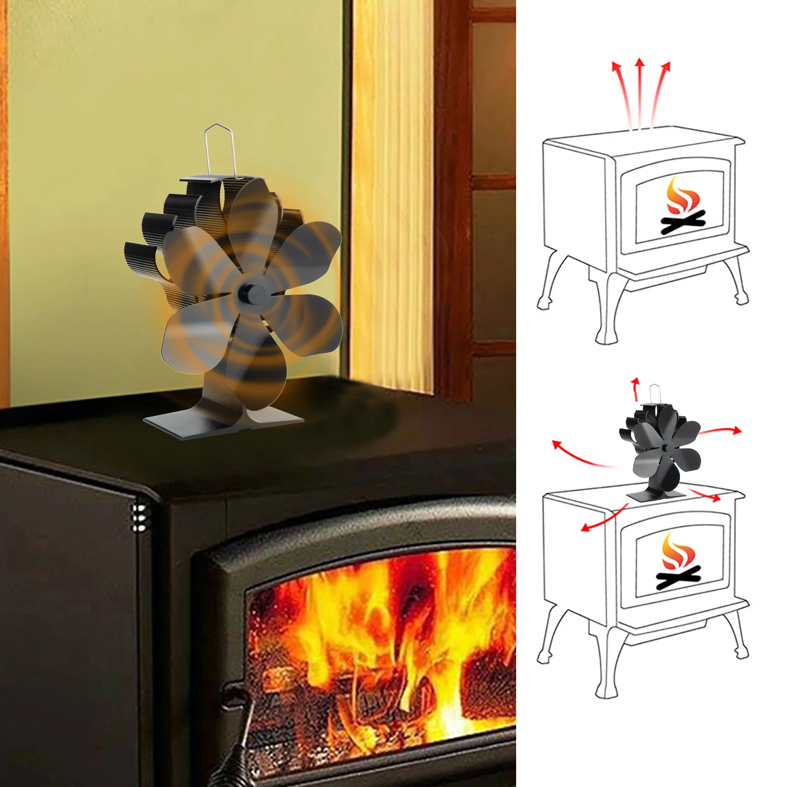 Heat Powered Stove Fan Fireplace Fans Circulating Warm Air Thermoelectric Fan Circulating Warm Air Silent Operation Non Electric