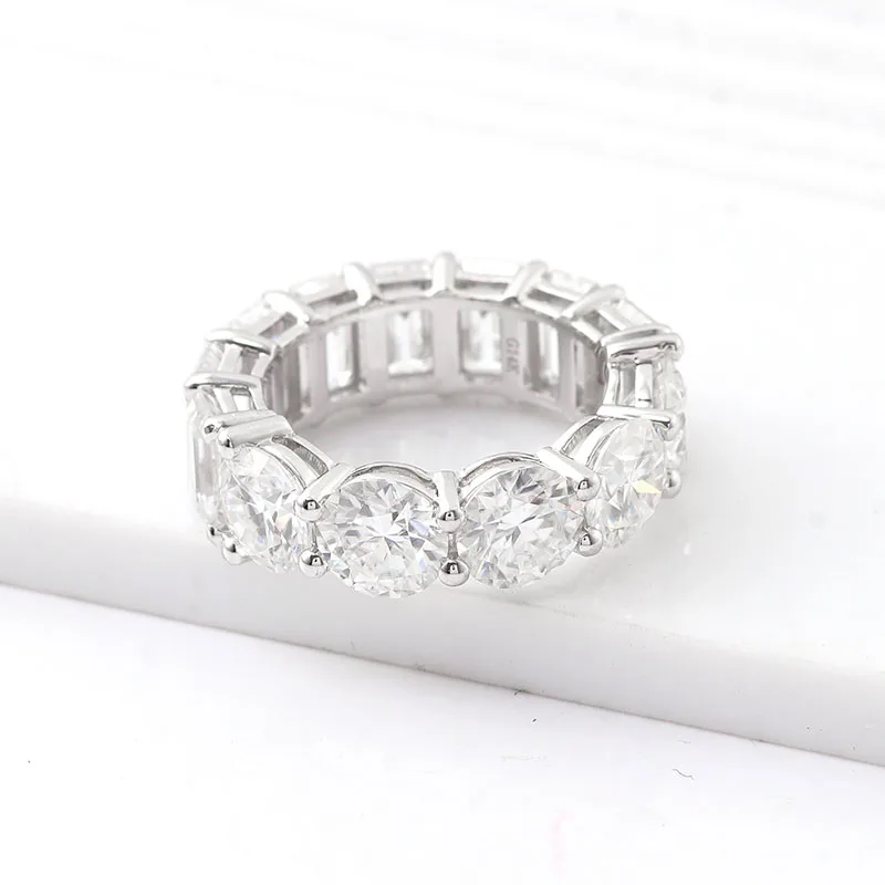 Provence 10K/14K/18K Moissanite Full Eternity Rings for Women Emerald Cut D Color VVS Round Cut Statement rings Custom Jewelry