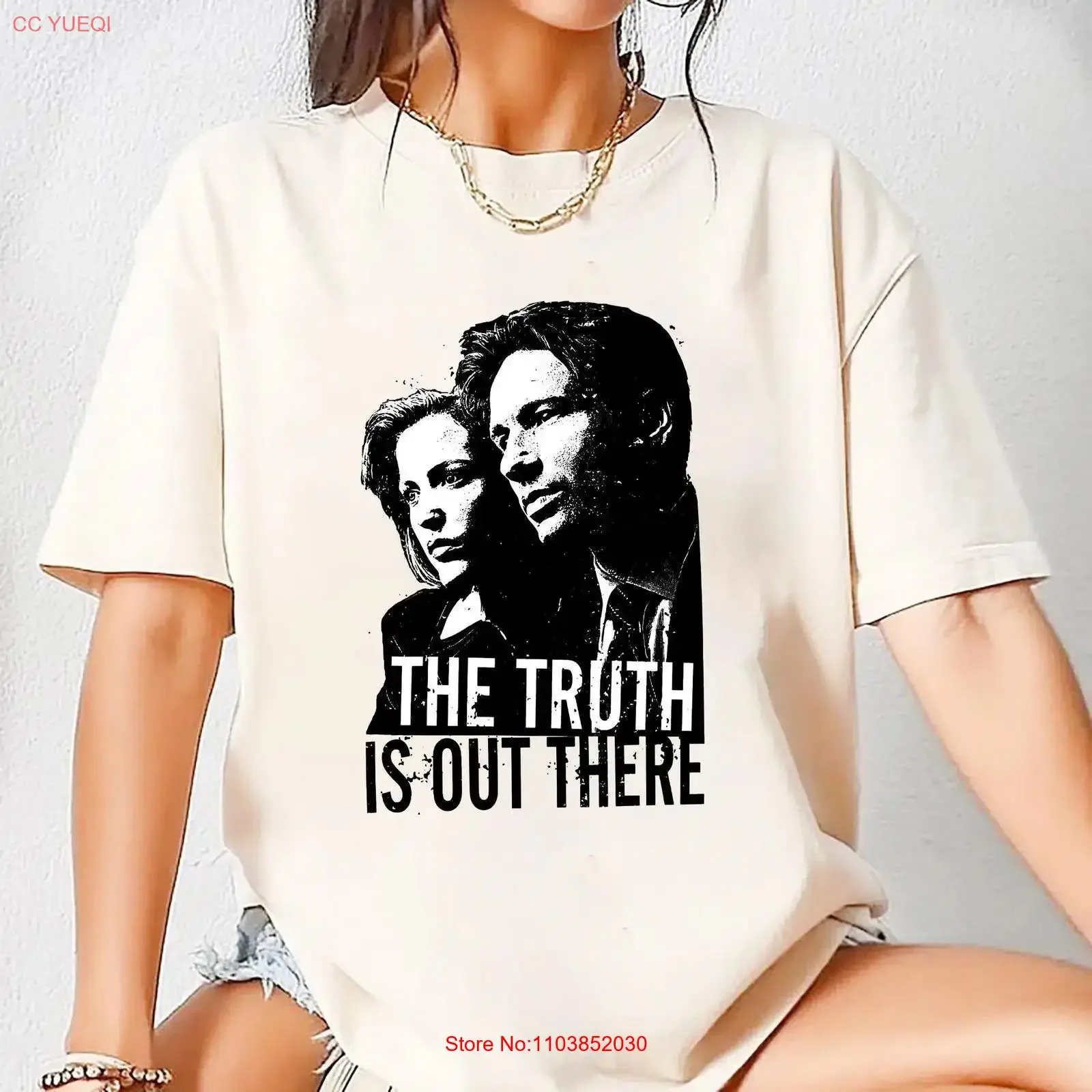 T-shirt The X Files Truth Is Out There, vintage, pour fans du film, Mulder et Scully, unisexe, délavé, respirant, polyvalent