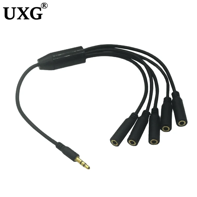 3.5mm 5 Way Port Aux Multi Headphone Earphone Audio Splitter Adapter 3.5mm Jack HUB Spliter Cable Extender 1 Male To 4 Female 5