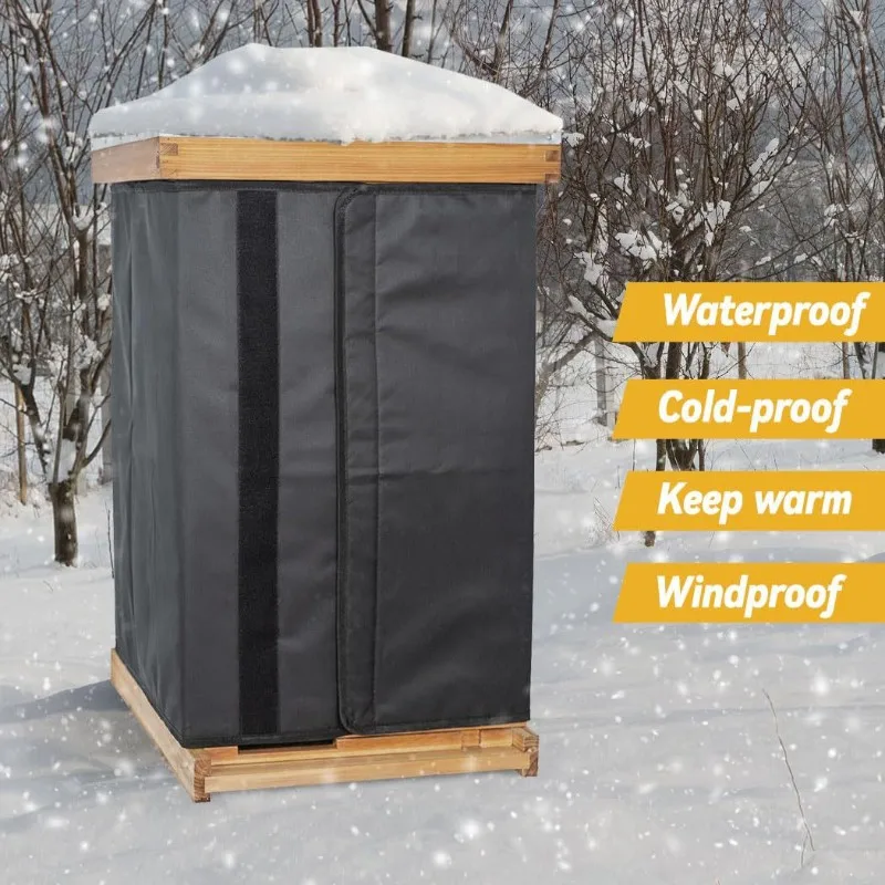 

【TODAY-ONLY!】Black Oxford Cloth Adjustable Winter Bee Hive Wrap- Waterproof, Windproof 2PCS For 8 And 10 Frame Beehives