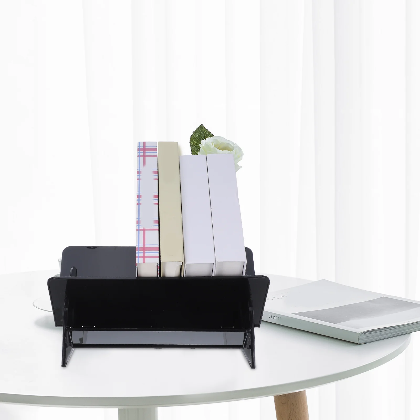 Desktop Small Bookshelf Storage Rack V-Shaped Multifunctional Organizer Stationery Sundries Book Display Rack for Home Office