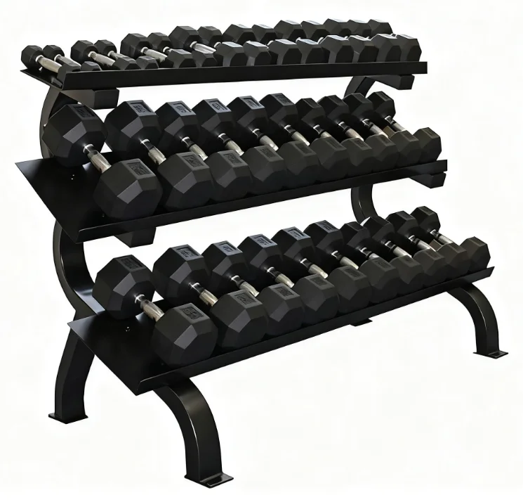 3 Tier Kettlebell Rack Commercial Gym Black Kettle Bell Weight Stand Storage Rack Professional Manufacture Gym Equipment