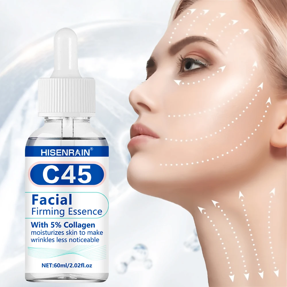 Soro facial antienvelhecimento HISENRAIN Premium com ácido hialurônico e vitamina C - iluminador, hidratante, redução de rugas.