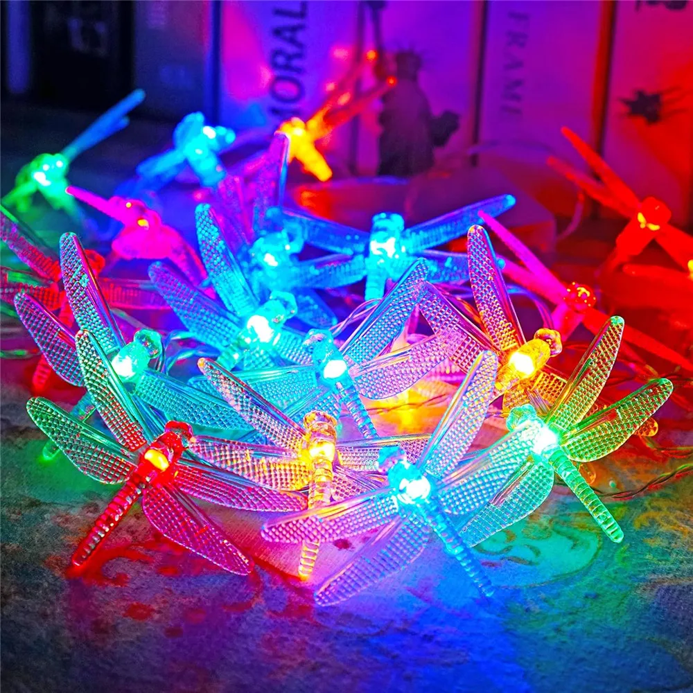 Libellen-Lichterkette, 40 LEDs, dekorativer funkelnder Lichterkette, batteriebetrieben, für Schlafzimmer, Hochzeit, Weihnachtsdekoration – Detail 14