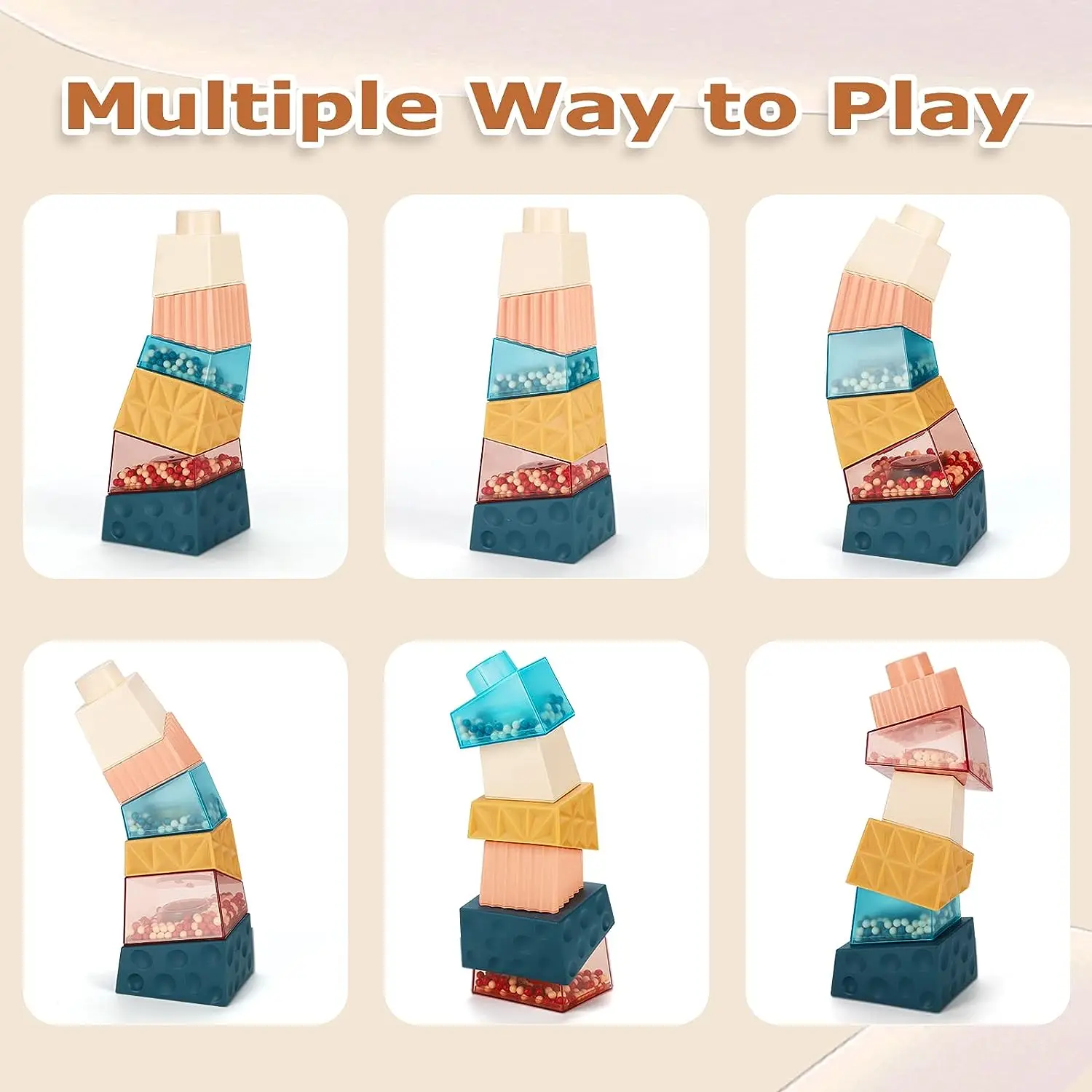 Toddler Stacking Building Blocks Toys Irregular Square Montessori Early Educational Learning Sensory Toys Gift