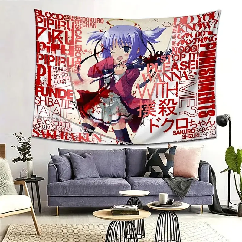 VIKAMA Kills Angel Duokuro Purple Hair Double Horsetail Japanese Animation Tapestry Background anime Exhibition Room Decoration