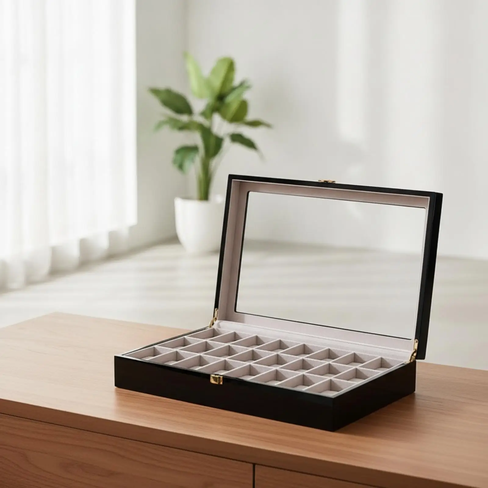 Watch Box with Clear Lid Transparent Watch Container with Glass Lid Safeguarding