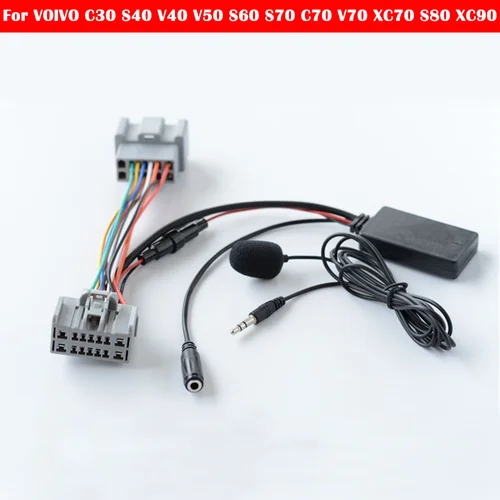 Para VOlVO C30 S40 V40 V50 S60 S70 C70 V70 XC70 S80 XC90 con micrófono coche Bluetooth 5,0 llamada telefónica inalámbrica adaptador auxiliar manos libres