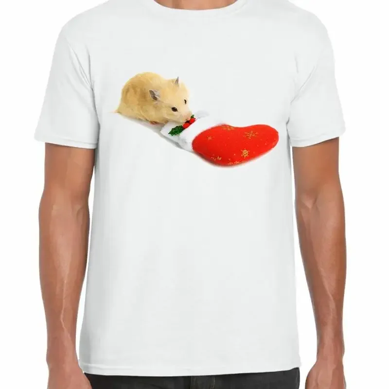 Hamster With Christmas Stocking Men'S T Shirt
