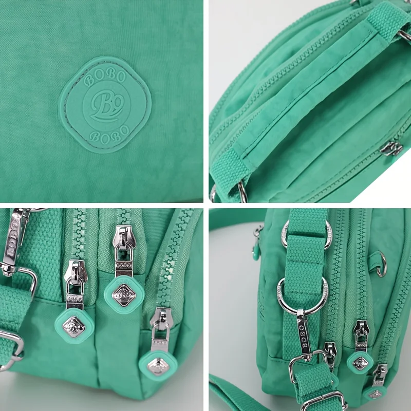 Women's Multi-Pocket Nylon Crossbody Bag, Fashionable Handbag Message Bag with Removable Shoulder Strap. view 5