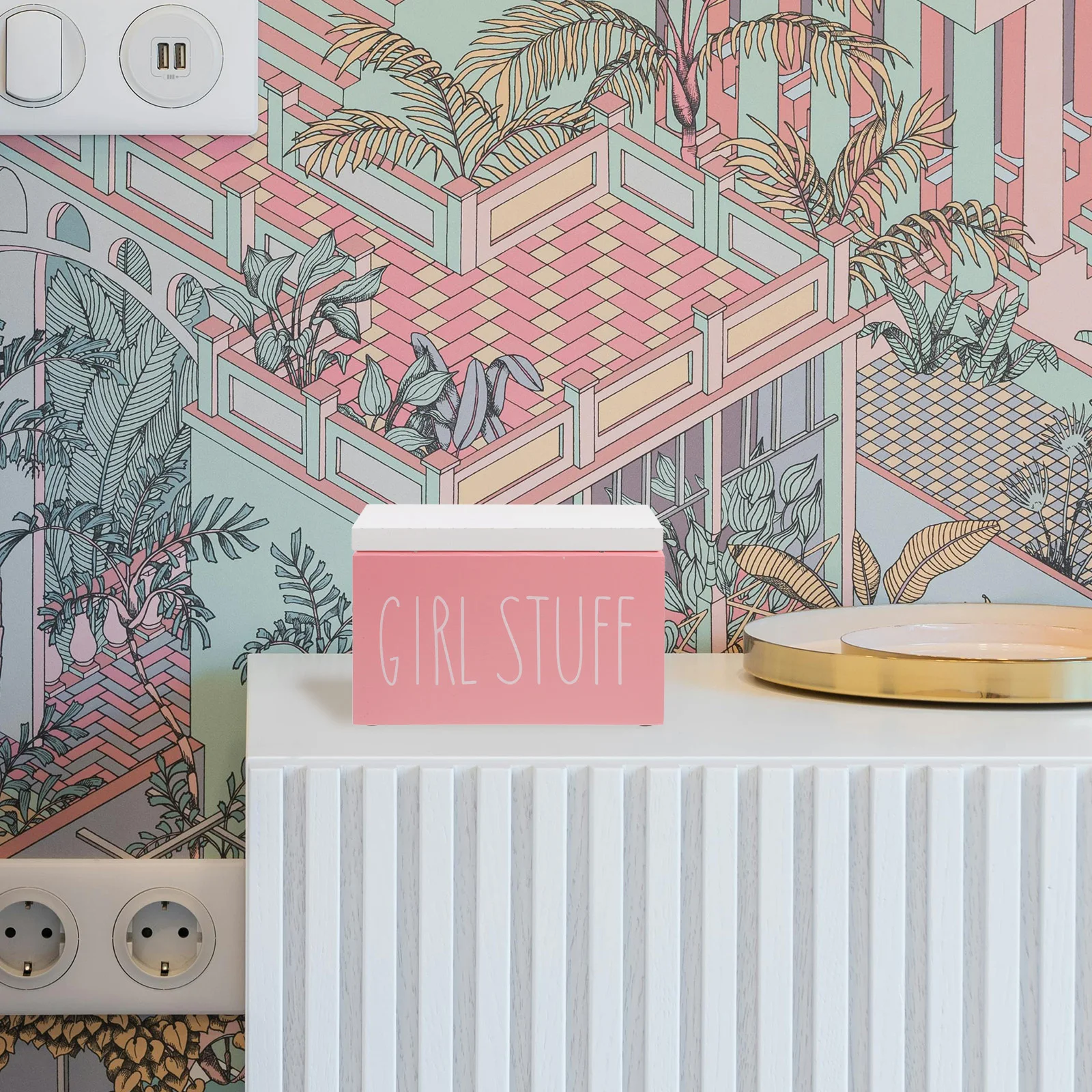 

Feminine Product Organizer Wooden Bathroom Storage Box Pad Holder Stylish Design Rustic Accessory Multifunctional Use