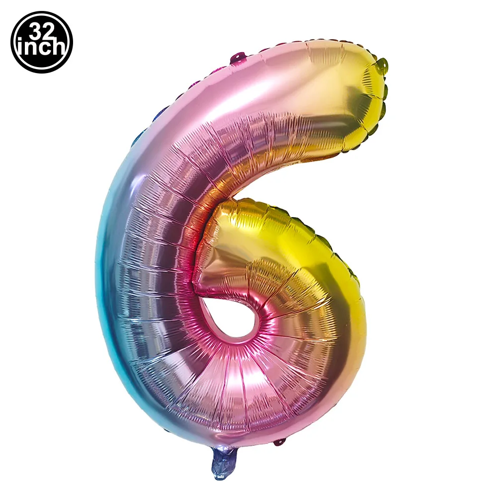 32 بوصة التدرج الوردي 0-9 عدد بالونات الفتيات حفلة عيد ميلاد الزفاف استحمام الطفل لوازم الديكور بالونات رقمية #3