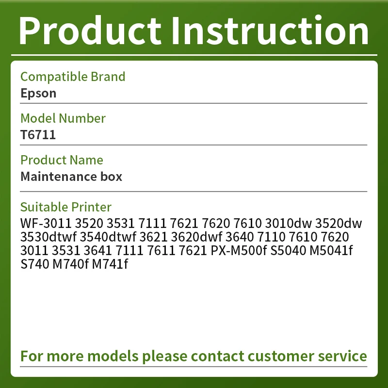 Epson-プリンターメンテナンスボックス,互換性あり,WF-3011, 3520, 3531, 7111, 7621, 7620, 7610, 3010dw, 3520dw, 6711,t6711