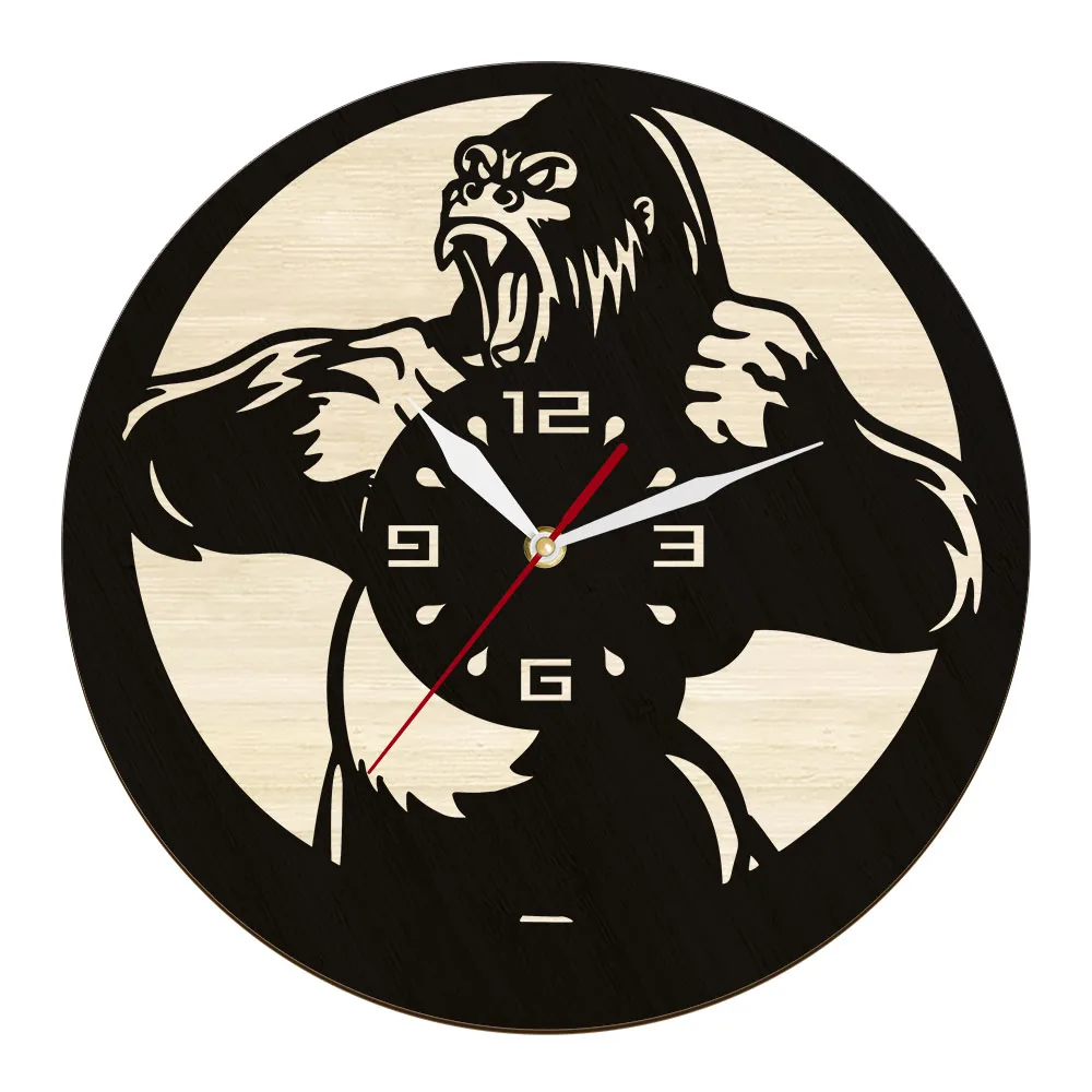 

Orangutan Animal Wood Wall Clock Zoologist Home Wall Hanging Decor Forest Man Anthropopithecus Laser Cut Watch Gorila Lover Gift