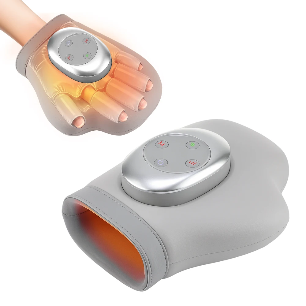 Wireless Air Pressure Hand Massager Airbag Compresstion Palm Acupoint Electric Heated Massage Wrist Muscle Finger Kneading Relax