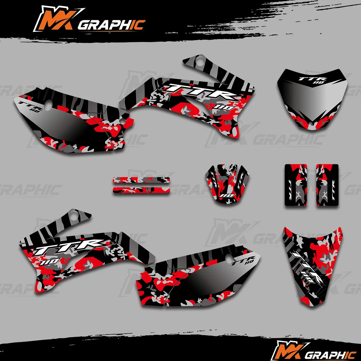 

For Yamaha TTR110 2008-2025 Motocross Fairing Graphic Background Decal Sticker Kit Customized Stickers Decoration