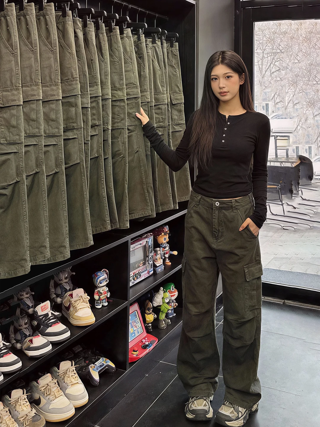 

Мужские прямые брюки-карго цвета хаки из чистого хлопка, свободные повседневные расклешенные брюки в американском стиле