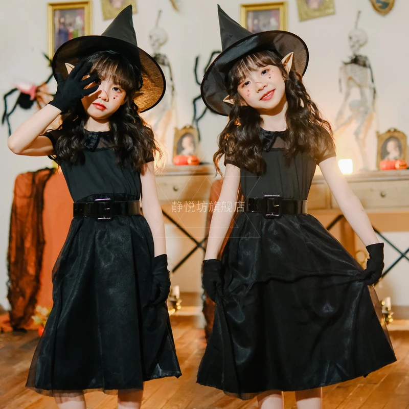 

European Style Dull Black Gothic Halloween Adult Costume Black Dress Performance Costume Women's Witch Vampire Bride
