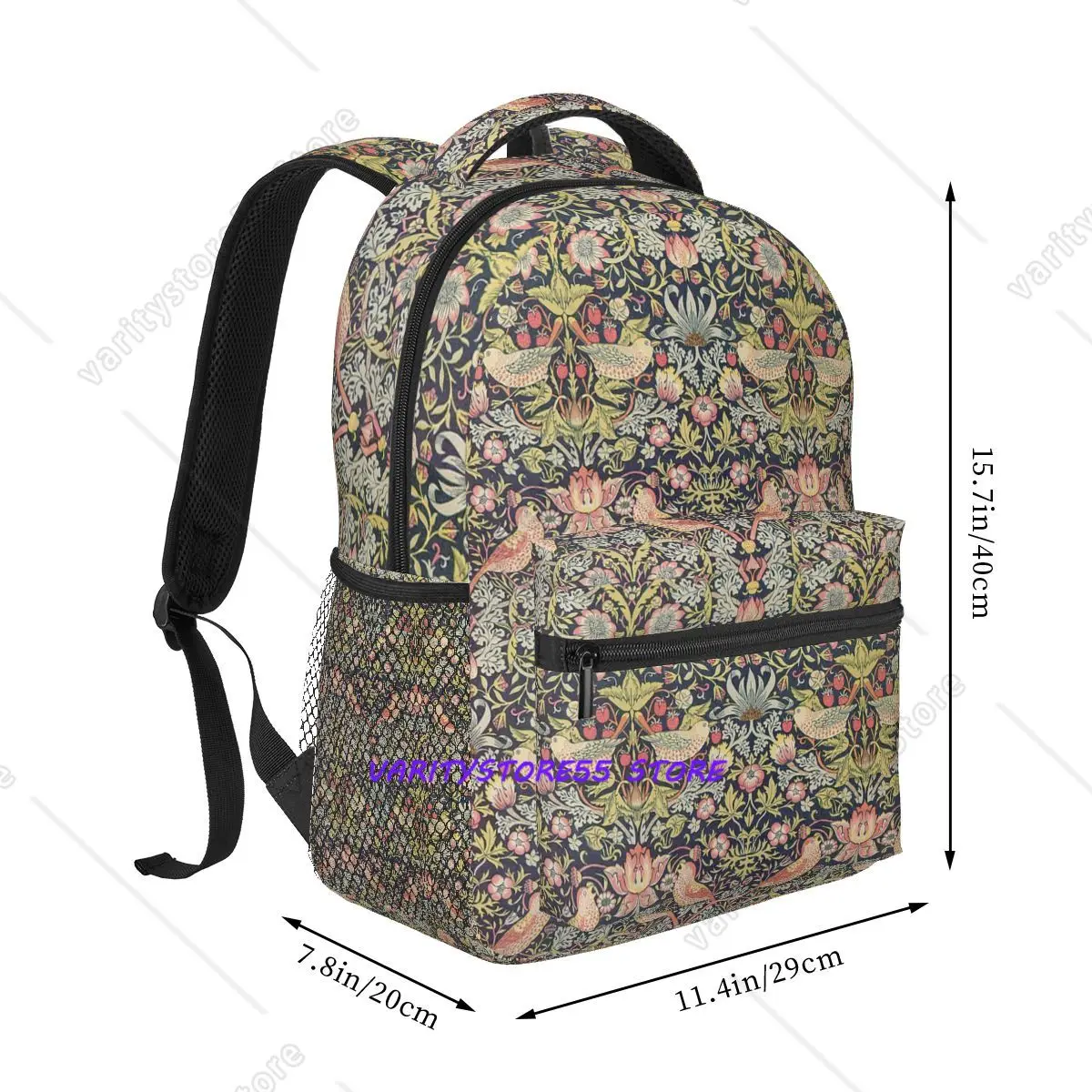 William Morris Strawberry Thief Floral By Zouzounio Backpack Daypack Children BookBag School Bag Shoulder Bags for Men Women