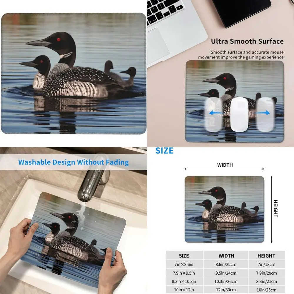 

Коврик для игровой мыши Loon Birds Design — 7,9 x 9,5 дюймов с прошитым краем и противоскользящим резиновым основанием