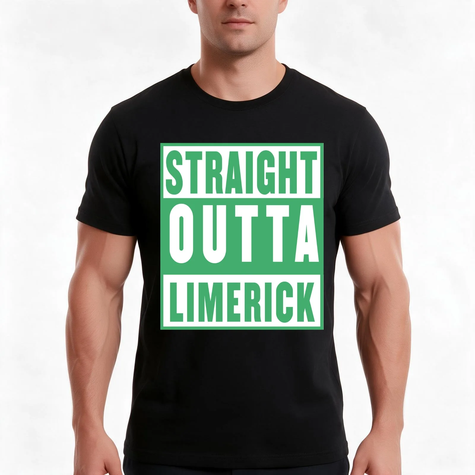 straight outta limerick - green T-Shirt Summer Casual Cotton Tee Oversized Streetwear Tops Vintage Graphic Print 100% Cotton