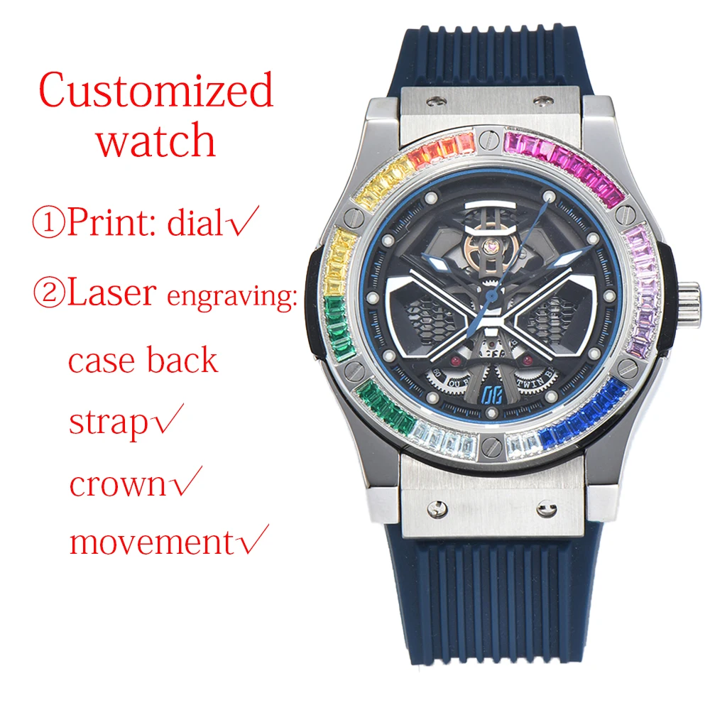 OUMASHI 44.5mm Light Luxury Style Mechanical Watch 316L Stainless Steel Luminous 8215 Automatic Mechanical Waterproof Watch