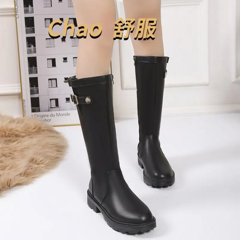 Ladies Knee Boots Classic Warm Boots New Side Zipper Thick Heel Slim Boots Autumn Winter Knight Boots Women Botas De Mujer Mujer